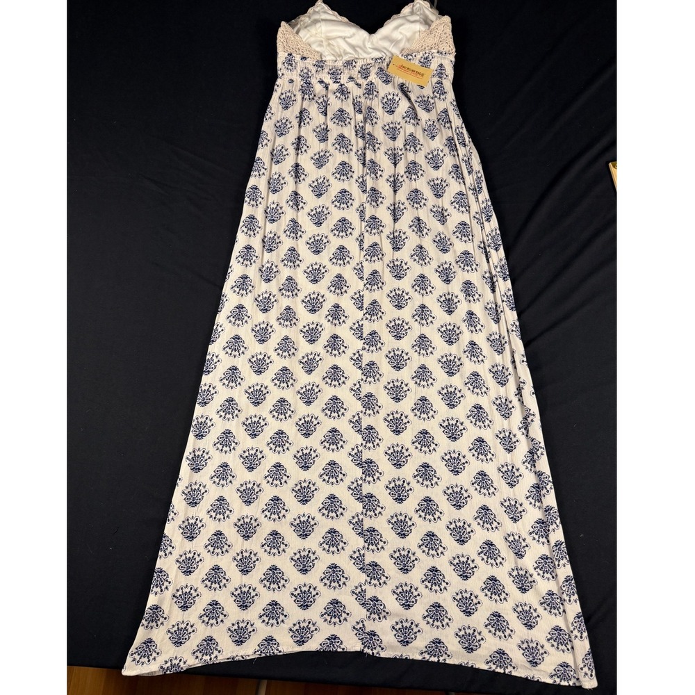 American Rag‎ Cie Womens Blue White Crochet Halter Maxi Dress Medium NWT 717019